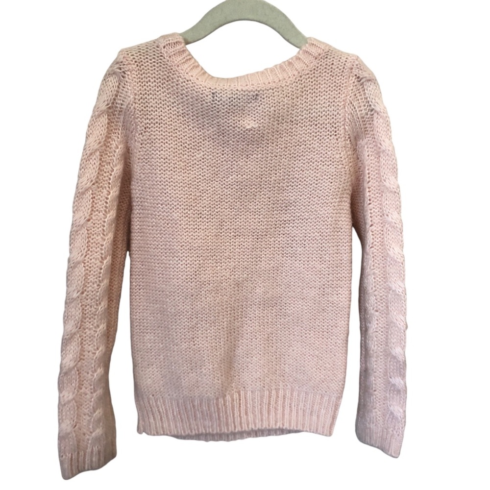C Gap Pink Cable Knit Pattern Mohair Wool Girls Sweater XS 4-5 Years - Picture 2 of 6